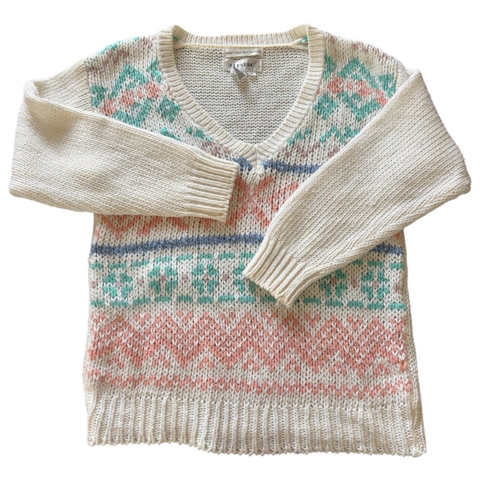 VTG Fair Isle Hand Knit V-Neck Sweater J.J. Fargo Brand